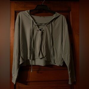 Cropped Lace-Up Hoodie